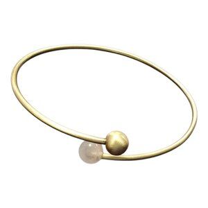 Gold Oval Open Bangle Bracelet 8.5 in